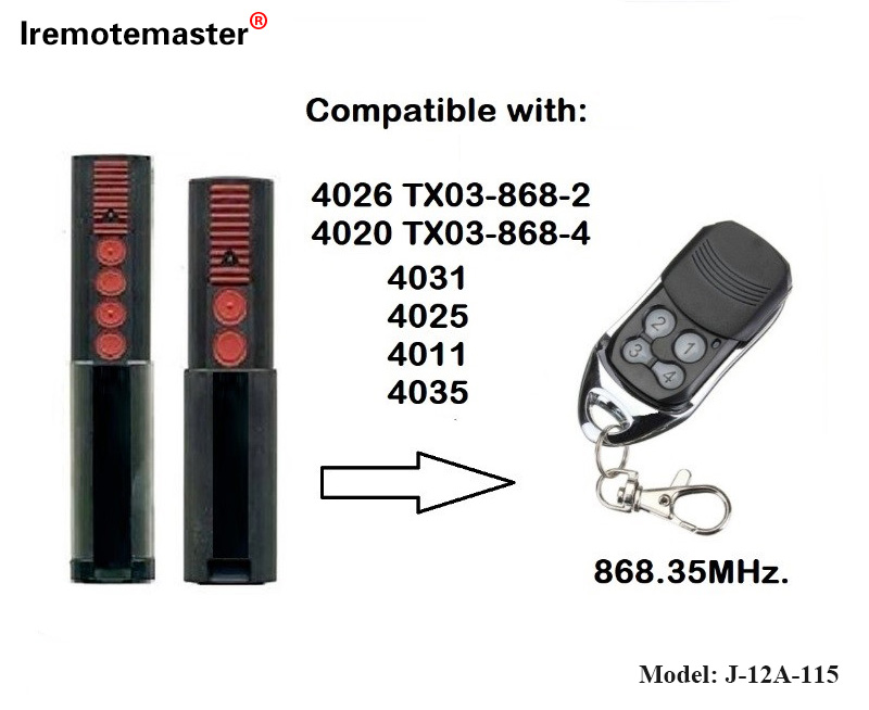 Voor 4020 4026 TX03-868-4 Afstandsbediening 868mhz TX03-8-4 Rolling Code: