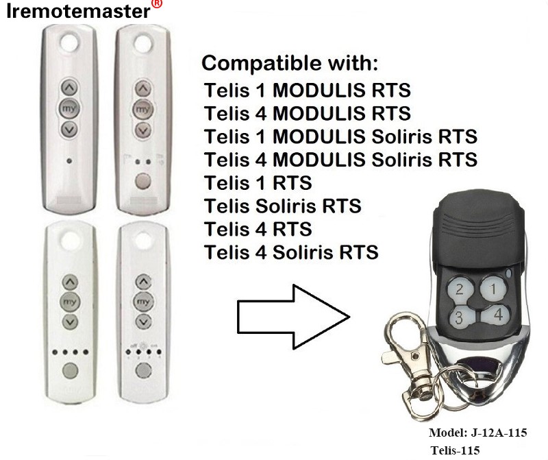 Voor Telis 1 RTS Telis Soliris RTS 4 RTS Garagedeur Afstandsbediening 433.42 MHz: